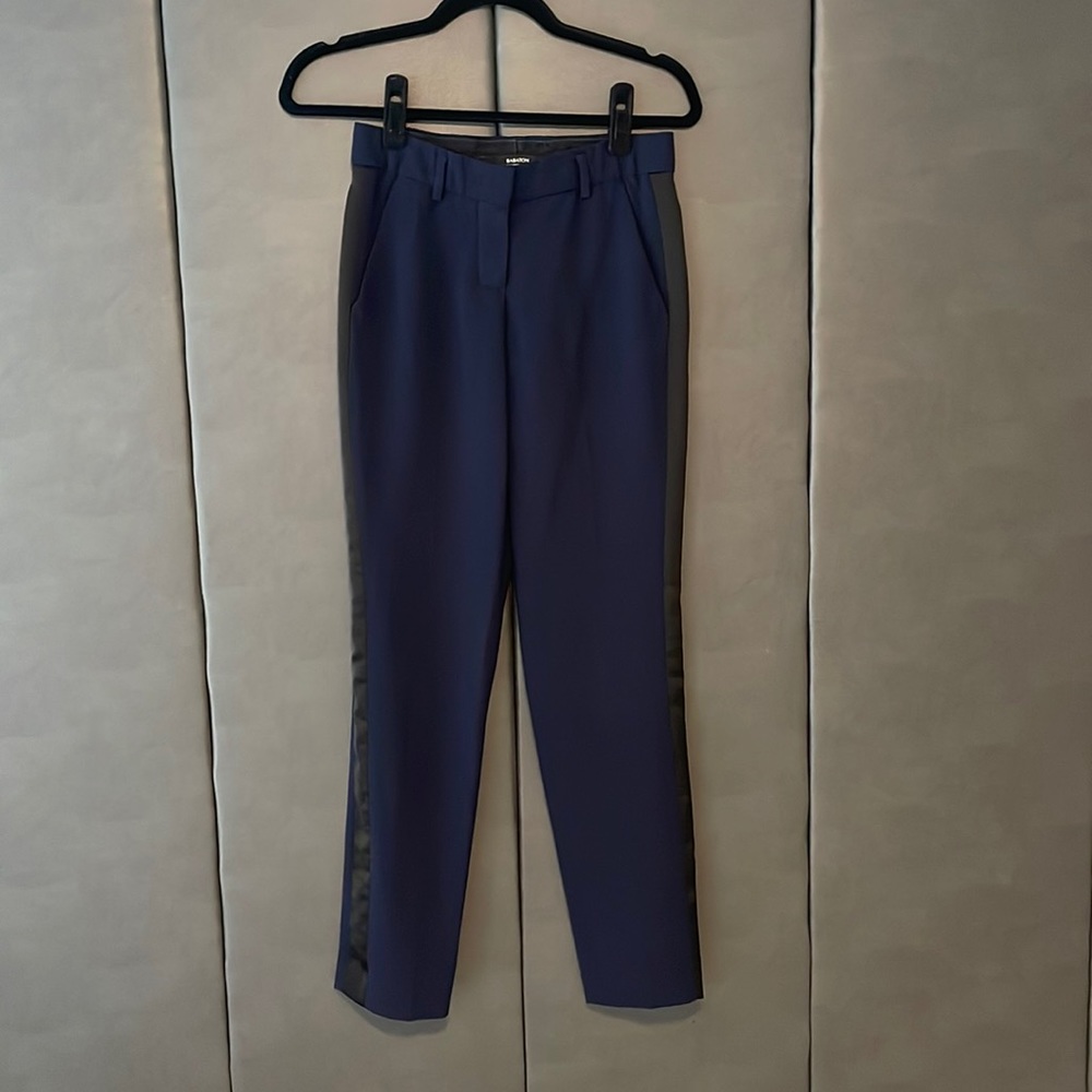 Babaton Dress Pants with Black Satin Side Strip - Navy